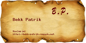 Bekk Patrik névjegykártya
